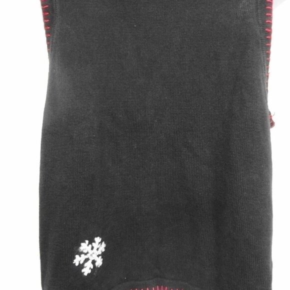 Ugly Christmas Sweater Vest M Black w Toy Soldiers Snowflakes Lord & Taylor - Picture 7 of 8
